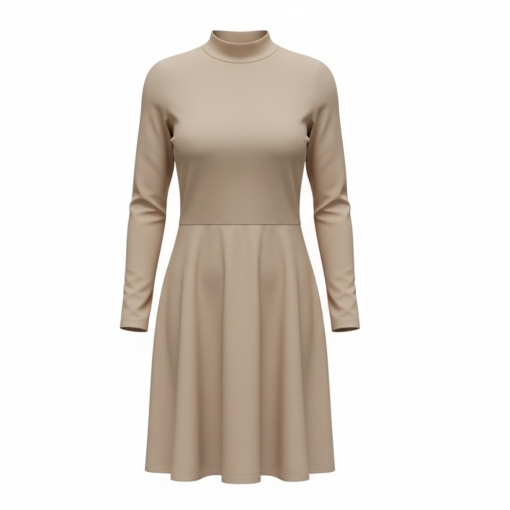 Banana Republic Long Sleeve Mock Neck A-Line Dress in Taupe Brown NWT XL/T